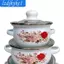 Nồi súp tráng men 3 món có nắp, Bộ Mini tráng men, cổ điển, có tay cầm, Nồi súp đáy phẳng, Nồi nấu cho gia đình, nhà hàng