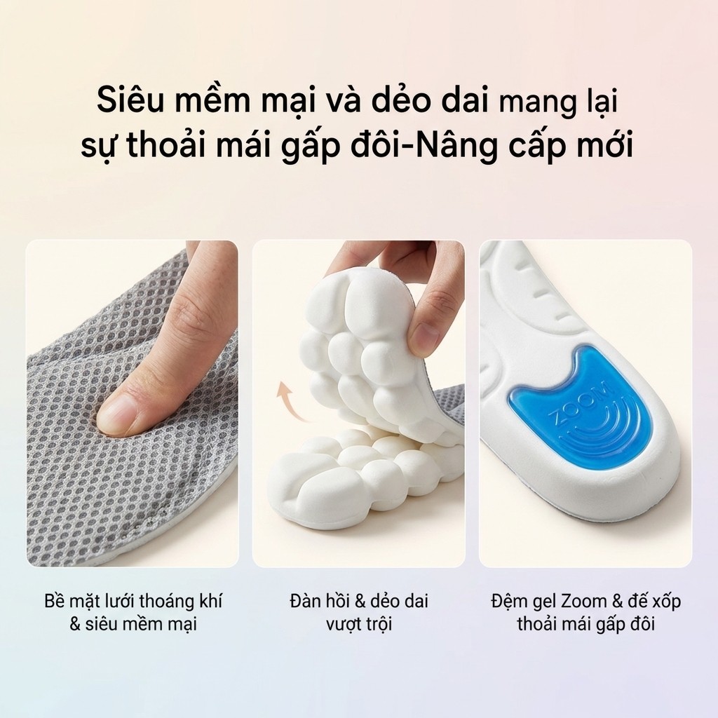 🔥Giá sốc🔥Đế giày thể thao, đế giày hấp thụ sốc, thấm mồ hôi và thoáng khí, đế giày chống mùi và siêu mềm, đế giày dày và chống trượt/Đế giày tăng chiều cao mềm mại / đế giày thể thao chống mùi và thấm mồ hôi