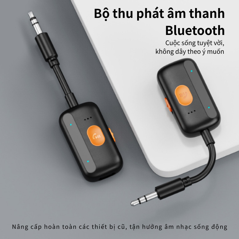 Bộ Thu Phát Bluetooth 5.4 Không Dây - Chuyển Đổi AUX 3.5mm Cho Ô Tô, Loa, PC, TV, Tích Hợp Mic, Rảnh Tay