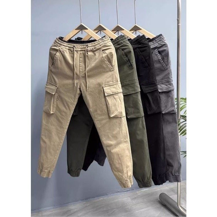Quần Jogger Kaki - JG3 Quần Jogger Túi Hộp Cao Cấp Nam Cạp Chun Bo Gấu Vải Cotton