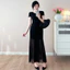 Trang phục bà bầu Váy dệt kim mùa hè thêu lưới thời trang