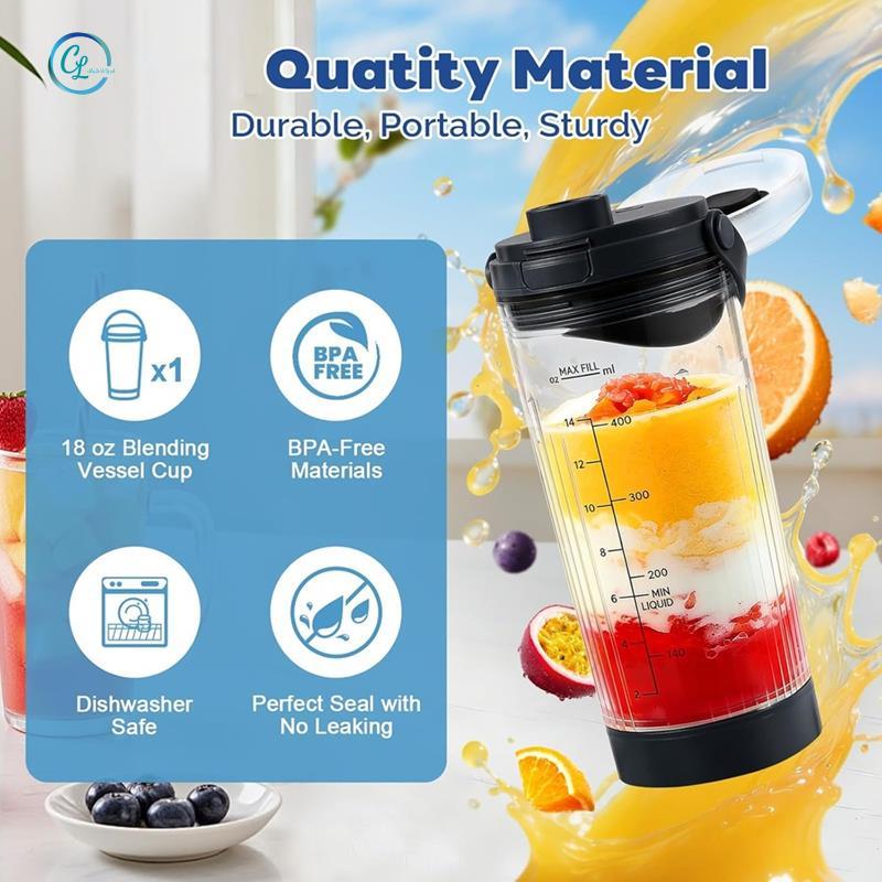 Dành cho Phụ kiện máy xay sinh tố cầm tay Blast- Cốc xay sinh tố (18 Oz), Bình trộn có nắp đậy & nắp đậy cho dòng BC100 & dòng BC151 Đen