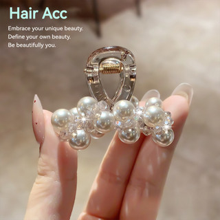 Đinh kẹp tóc tông màu champagne sáng bóng với trang sức ngọc trai và kim cương giả - Phụ kiện tóc công chúa cao cấp