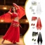 THEGIRL8B Trang phục khiêu vũ bụng dành cho nữ, Phụ kiện màn che có thể tháo rời Trang phục khiêu vũ bụng, Vòng tay cổ tay bằng đồng xu Mũ đội đầu Khăn quàng cổ Trang phục vũ công bụng