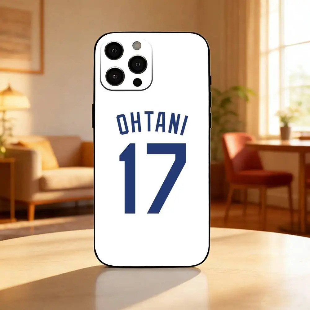 Ốp điện thoại hình cầu thủ bóng chày Nhật Bản TP-1 S-Shohei Ohtani cho iPhone17,16,15,13,12 Plus, Max Soft Silicone Black Cover
