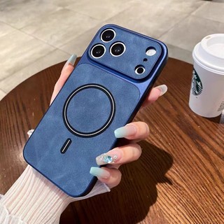 Ốp Điện Thoại Từ Tính Da Lộn Sang Trọng Thích Hợp Ốp Lưng Cho iPhone 13 14 15 16 17 Pro Max Retroism Vỏ Chống Sốc