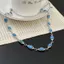 Vòng cổ choker hình bầu dục zircon màu xanh, thời trang và thanh lịch dành cho nữ