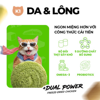 Thức ăn mèo mix topping Keepo K1 & K2 Gói 1KG: Mượt lông, Tiêu búi lông, Khử mùi hôi & Tiêu hóa khỏe