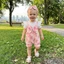 Sơ Sinh Bé Gái Mềm Áo liền quần Ruffle Tay Ngắn Cổ Tròn Nơ Phía Trước Trẻ Sơ Sinh Bộ Đồ Ngủ Mùa Hè