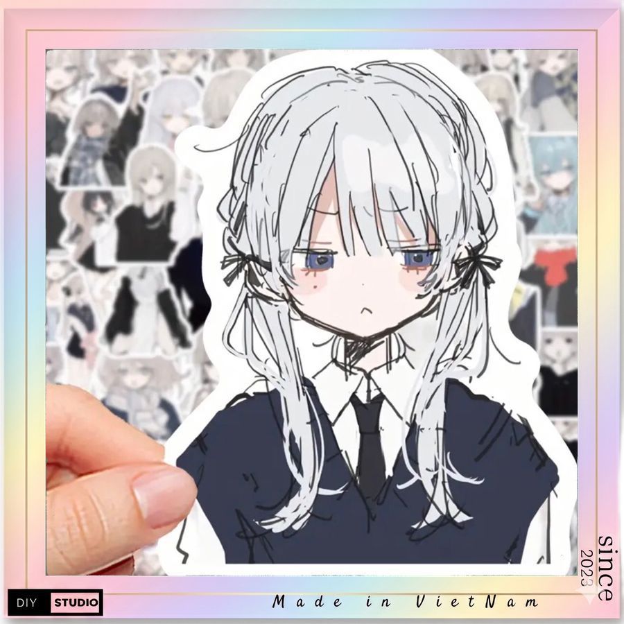 Bộ 100 sticker nhân vật anime phong cách Yandere miếng dán chống nước dùng để trang trí điện thoại ,mũ bảo hiểm,vali....