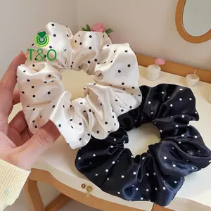 Dây buộc tóc lớn chấm bi và trắng mới dành cho nữ Dây buộc tóc thanh lịch Dây buộc tóc đuôi ngựa Mũ nón [mới]