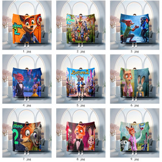 Chăn Flannel mềm mại, thoải mái và thoáng khí in hình một mặt Zootopia 2, Chăn giường ấm áp theo chủ đề hoạt hình, Thích hợp cho giấc ngủ và điều hòa không khí.