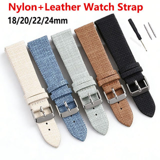 Mỏng Denim Nylon Dây Đeo Đồng Hồ 18mm 20mm 22mm 24mm Đơn Giản Dệt Vải Chính Hãng Da PU Đồng Hồ Dây Đeo Đồng Hồ Vòng Tay Nam Nữ Đen Xanh