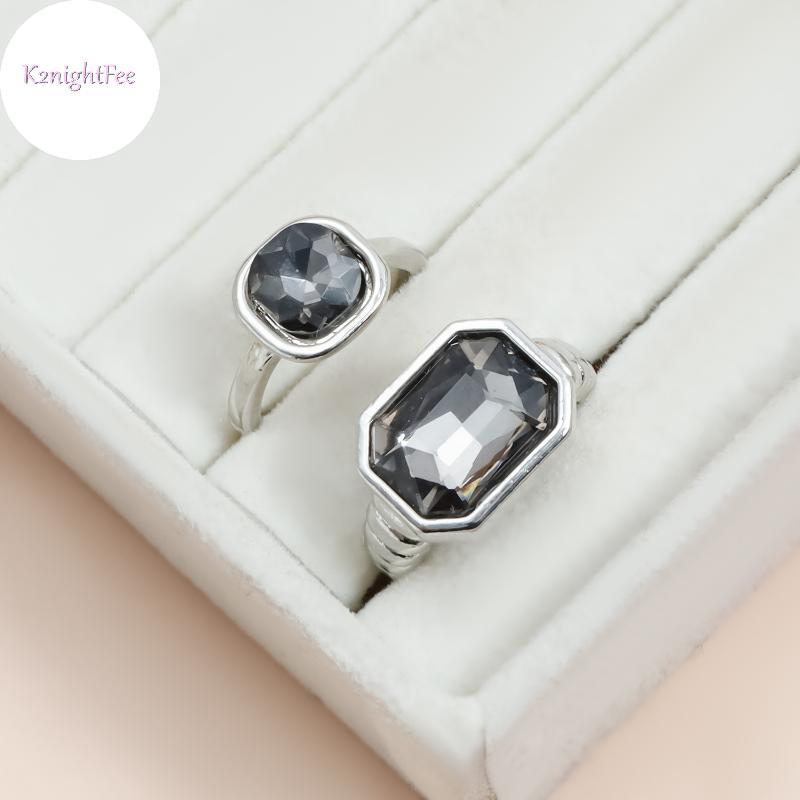 Nhẫn hình học thời trang Hàn Quốc với kim cương giả, có thể điều chỉnh size, phù hợp dự tiệc và làm quà tặng