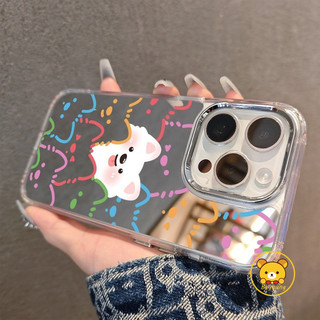 Ốp Điện Thoại Gương Chó Mèo Dễ Thương Cho iPhone 17 Pro Max Air 16E 16 Pro Max 15 14 Plus 13 12 Mini 11 Pro Max X XR XS Max 8 7 6 6s Plus SE2 SE3 Vỏ Hoạt Hình Chú Chó Con Vui Nhộn Nắp lưng
