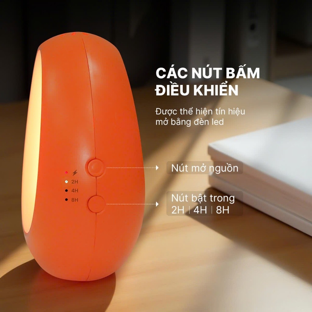 Đèn ngủ kèm tinh dầu đuổi muỗi, đèn xông tinh dầu không mùi, có hẹn giờ, thiết kế nhỏ gọn, tiện lợi