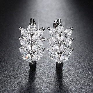 Bông tai lá zircon bạc S925, thiết kế thời trang đơn giản, quà tặng hoàn hảo cho nàng