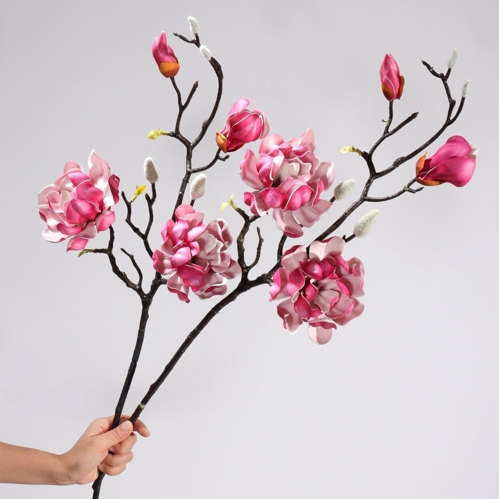 FUHUIOT Hoa Mộc Lan Nhân Tạo, Handmade Cảm Ứng Thật Mô Phỏng Mộc Lan Lớn, Bình Trang Trí EVA Thực Tế Giả Mộc Lan Nhánh Trang Trí Phòng Khách Nhà