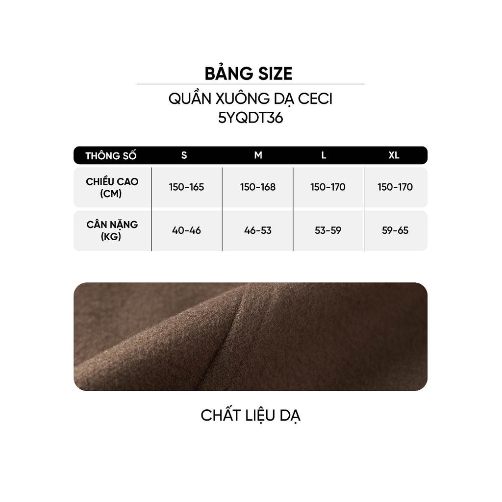 Quần dài nữ CECI YOUNGER BY CARDINA dáng suông vải dạ cạp chun sau kèm đai 5YQDT36