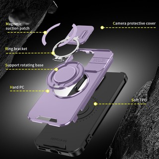 Ốp Cho Vivo Y31 Y21D VivoY31 VivoY21D 5G 4G Trượt Ống Kính Máy Ảnh Giáp Chống Sốc Ốp Điện Thoại Stent Đẩy Bảo Vệ Ống Kính Máy Ảnh Ốp Lưng Cứng Giá Đỡ Vòng Từ Tính Dễ Thương