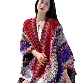 Khăn choàng dân tộc tua rua retro, phù hợp mùa thu đông