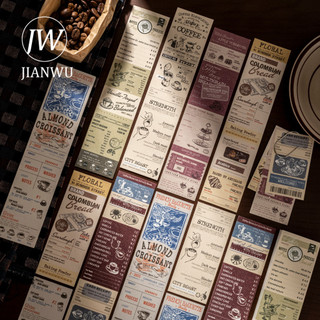 JIANWU Một Cốc Cà Phê Là Tâm Trạng Series Vintage Nhãn Tiếng Anh Phong Cảnh Chất Liệu Cắt Dán Memo Pad Sáng Tạo Rác Tạp Chí Văn Phòng Phẩm