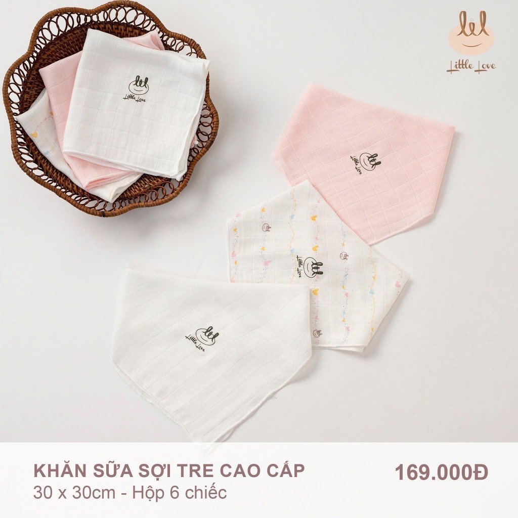 Sét 6 Khăn xô sữa [ Bamboo - sợi tre cao cấp -Siêu thấm hút & mềm ]  (BBKS02) kích thước 30cmx30cm