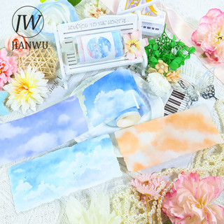 JIANWU 70mm * 200cm Vintage Màu Nước Bầu Trời Mây Phong Cảnh Chất Liệu Cắt Kéo Thêu Sò Băng PET Sáng Tạo DIY Tạp Chí Văn Phòng Phẩm
