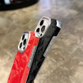 Ốp điện thoại da họa tiết màu xám titan thời trang cho iPhone 16 15 14 13 Pro Max 12 Pro mạ chống sốc Vỏ mềm Funda