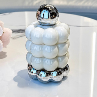Lọ Đựng Tăm Nắp Mạ Bạc Sang Trọng, Hộp Đựng Tăm Bông Nhựa Cao Cấp Decor Bàn Ăn, Phòng Khách