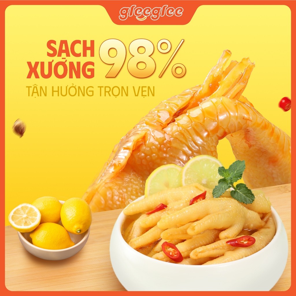 Combo Chân Gà Rút Xương GleeGlee Vị CHANH 72g, Sạch Xương >98%, Ăn Liền Tiện Lợi, Chuẩn ISO 22000
