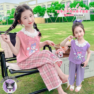 Bé Gái Mùa Hè Phong Cách Phương Tây Phù Hợp Với Áo Kuro Quần Chống Muỗi Bộ Đồ Hai Mảnh Không Tay Quần Áo Mùa Hè 90-140 Kích Thước 28DG