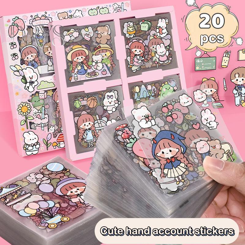 (TFT) 20 Chiếc Họa Tiết PET Hoạt Hình Thêu Sọc Dễ Thương DIY Sổ Tay Kawaii Stiers Trang Trí Văn Phòng Phẩm Tiếp Liệu MỚI