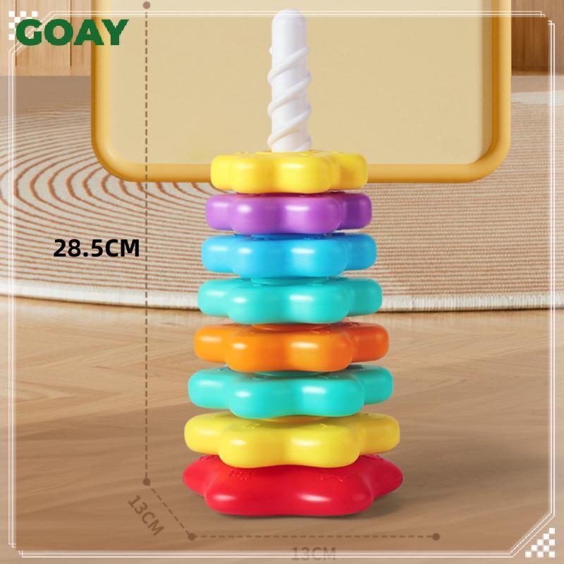 GOAY 1 Bộ Montessori Xoay Cầu Vồng Tháp Bé Staing Đồ Chơi Trẻ Em Phát Triển Kỹ Năng Vận Động Trò Chơi Quay Staing Đồ Chơi Quà Tặng Giáo Dục VN