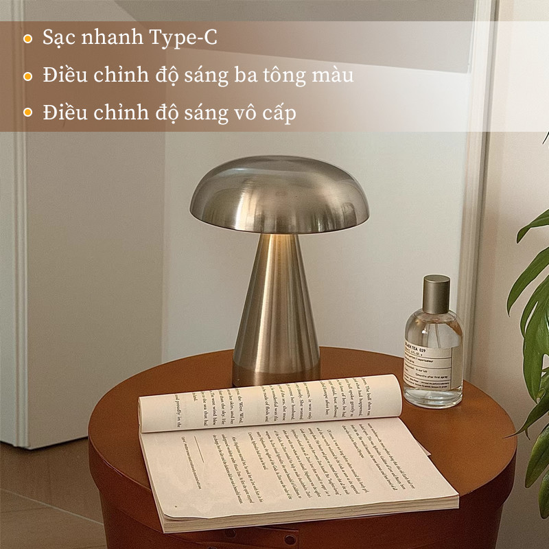 Đèn Bàn Nấm Bauhaus Kim Loại - Phong Cách Bắc Âu Đơn Giản, Đèn Học/Trang Trí Phòng Ngủ, Độc Đáo Sáng Tạo