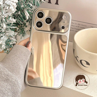 Ốp Điện Thoại Gương Bạc Đơn Giản Cho iPhone Air 17 Pro Max 16 15 14 Plus 13 12 11 Pro Max XR XS Max X 17ProMax Vỏ Sang Trọng Bảo Vệ Ống Kính Dễ Thương Vỏ Mềm