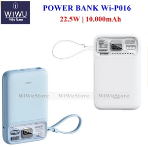 Sạc Dự Phòng WIWU Wi-P016 10.000mAh 22.5W - Thiết Kế Trong Suốt, Tích Hợp 2 Cáp Sạc, Sạc Không Dây