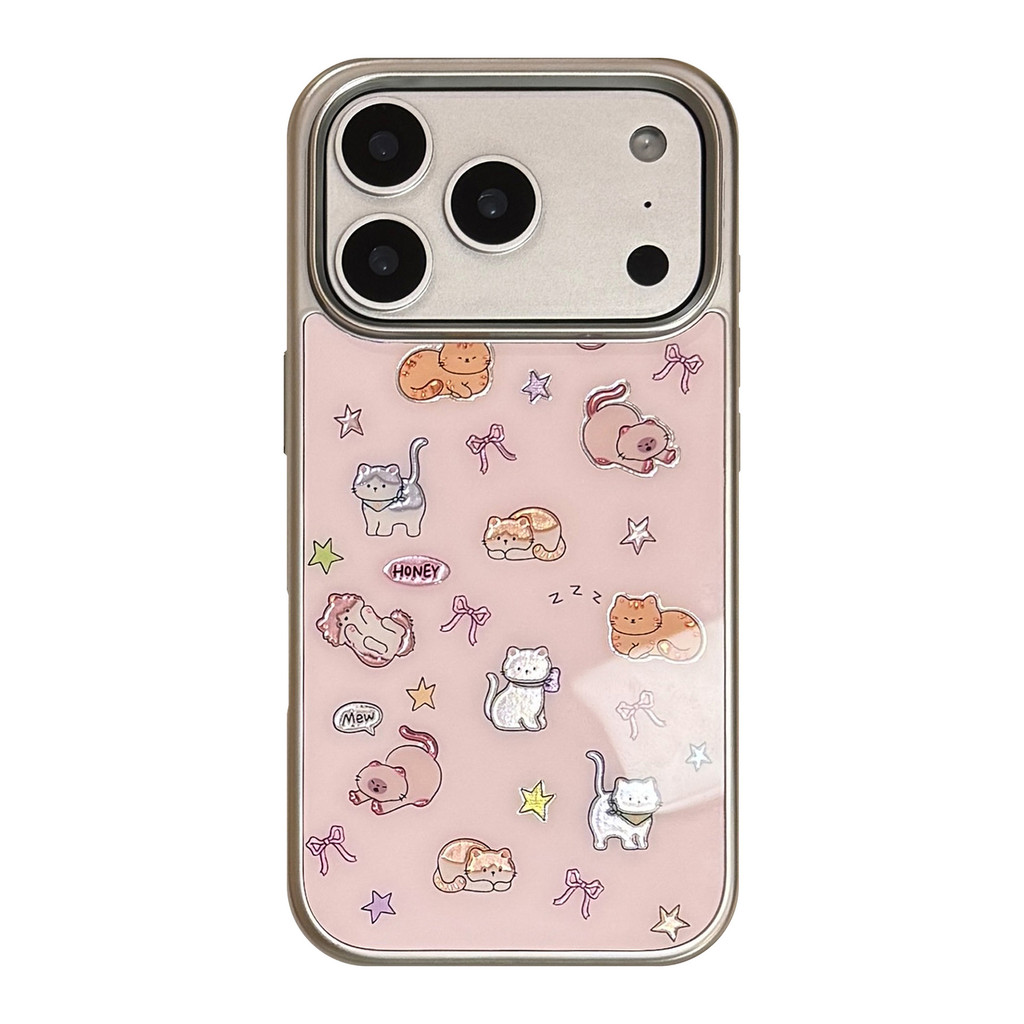 Ốp Điện Thoại Mèo Con Màu Hồng Dễ Thương Cho IPhone 17 Pro Max 17 16 15 14 13 Ốp Điện Thoại Chống Rơi KHX9