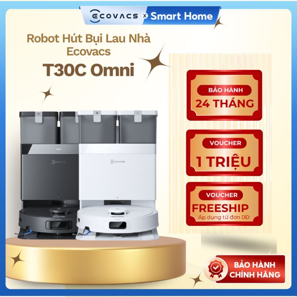 Robot Hút Bụi Lau Nhà Ecovacs Deebot T30C 2026 - 20.000 Pa - Giặt giẻ nước nóng - BH 24 tháng