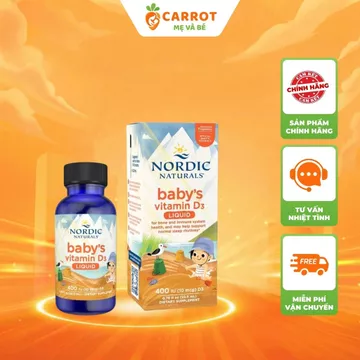 Vitamin D3 Thuần Chay Cho Trẻ Sơ Sinh Nordic Naturals Baby D3 400IU Lọ 22.5ML - Carrot Mẹ Và Bé