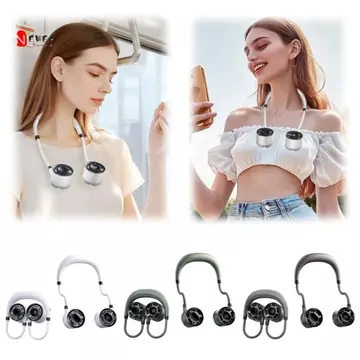 Quạt treo cổ giới hạn NEWEARTH, 360° Quạt di động có thể gập lại 4 tốc độ có thể uốn cong, siêu yên tĩnh thoải mái Gió mạnh mẽ có thể đeo được Quạt đeo cổ đi bộ đường dài