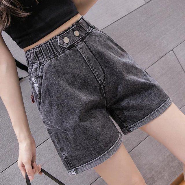Thời Trang Nữ Thắt Lưng Co Giãn Quần Short Denim Ống Rộng Mùa Hè 2026 Cao Cấp Rời Ôm Hơn Nhìn Chữ a Co Giãn Quần Short Denim