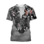 Hình Xăm Mặt Ma 3D Unisex, Áo Tay Ngắn Cổ Tròn Thời Trang