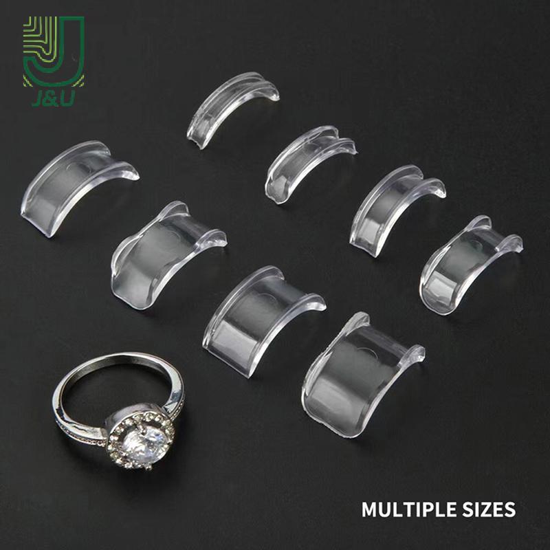 [J & U-T] Bộ 8 Nhẫn Silicon Vô Hình trong Suốt, Điều Chỉnh Kích Cỡ Dễ Dàng