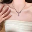 Vòng Cổ Nữ Thời Trang Với Nơ Hồng và Hạt Ren, Chuỗi Xương Đòn Mát Mẻ