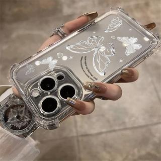 Bướm bóng rõ ràng Rhyme vẽ cho iPhone 17Air trường hợp iPhone 16/15/14 Quad chống ngã