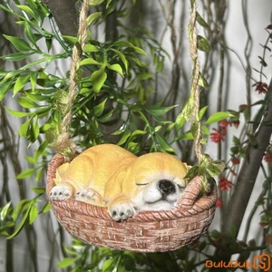 Đồ trang trí tượng chó trong vườn Trang trí treo xích đu bằng nhựa dễ thương sáng tạo cho hàng rào bãi cỏ sân hiên