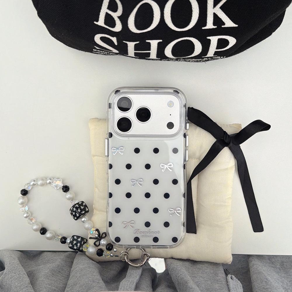 Ốp Lưng Cứng Tương Thích Với iPhone 13 14 14Pro 14ProMax 15 15Pro 15ProMax 16 16Pro 16ProMax 17 17Pro 17ProMax Vỏ Họa Tiết Nơ Bạc