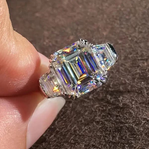 Nhẫn kim cương công chúa vuông phong cách zircon, trang sức đính hôn