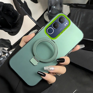 Ốp lưng 2026 cho vivo v40 v50 v60 lite Y19S y29s y29t y04 Y04S Y21D Y31 5G Y29 4g Vỏ điện thoại cứng chống sốc thẩm mỹ có giá đỡ màu xanh lá cây CYFXZJ3